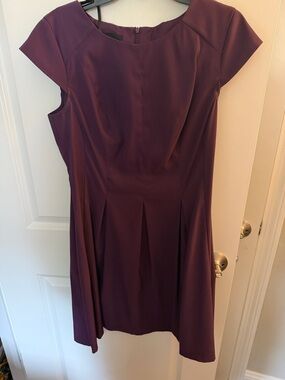 Alyx Cocktail Dress. Plum, Cap-Sleeves.  Perfect for summer wedding or event.
